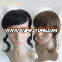 Natural color, straight, human hair fringe with clips for women