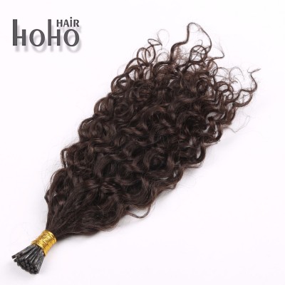 Natural hair brown 22 inch i tip hair extensions kinky curly