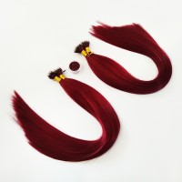 Double Drawn Russian Virgin Remy Red #530 Nano Tip Nano Ring Hair Extensions